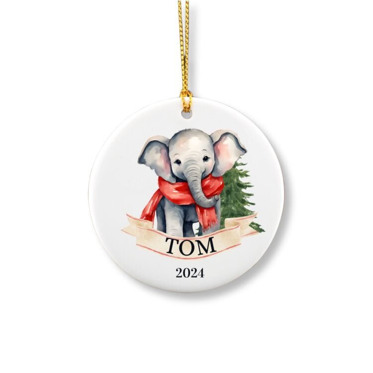 Personalized Christmas elephant ornament for little boy