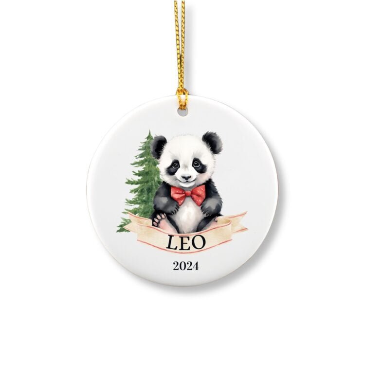 Personalized Panda ornament with bow tie and name