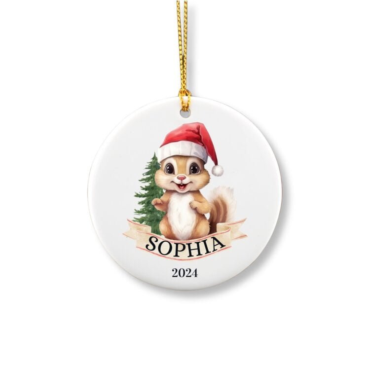 Personalized Christmas Squirrel ornament with name